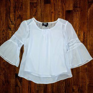 Bell Sleeve Top with Lace Inset